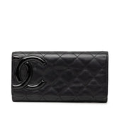 シャネル ココマーク カンボン 二つ折り 長財布 A50077 ブラック ピンク レザー レディース CHANEL 【中古】