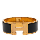 エルメス クリッククラックH GM ブレスレット ゴールド ブラック メッキ エナメル レディース HERMES 【中古】