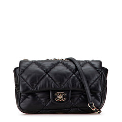 シャネル マトラッセ バブルキルト ココマーク チェーン ショルダーバッグ ブラック ラムスキン レディース CHANEL 【中古】