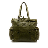 グッチ ドローストリング トート ダブルG トートバッグ 725664 カーキ レザー レディース GUCCI 中古