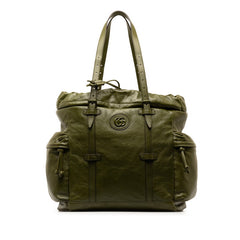 グッチ ドローストリング トート ダブルG トートバッグ 725664 カーキ レザー レディース GUCCI 中古