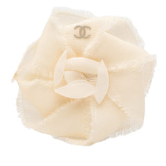 シャネル カメリア ブローチ コサージュ ゴールド アイボリー メッキ キャンバス レディース CHANEL 【中古】
