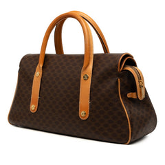 セリーヌ マカダム ハンドバッグ ボストンバッグ ブラウン PVC レザー レディース CELINE 【中古】