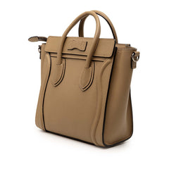 セリーヌ ラゲージ ナノショッパー ハンドバッグ ショルダーバッグ 2WAY ブラウン ベージュ レザー レディース CELINE 【中古】