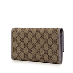 グッチ GGスプリーム 三つ折り 長財布 190336 ベージュ ライトパープル PVC レザー レディース GUCCI 【中古】