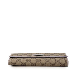 グッチ GGスプリーム 三つ折り 長財布 190336 ベージュ ライトパープル PVC レザー レディース GUCCI 【中古】