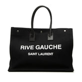 サンローラン RIVE GAUCHE リヴ ゴーシュ ロゴプリント トートバッグ GNR509415 ブラック キャンバス レザー レディース SAINT LAURENT 【中古】