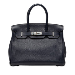 エルメス バーキン30 内縫い ハンドバッグ ブルーニュイ ローズパープル シルバー金具 トリヨンクレマンス レディース HERMES 【中古】