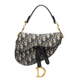 ディオール オブリーク サドルバッグ ハンドバッグ ワンショルダーバッグ ネイビー ベージュ キャンバス レディース Dior 【中古】