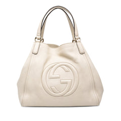 グッチ インターロッキングG ソーホー トートバッグ ショルダーバッグ 282309 ホワイト レザー レディース GUCCI 中古