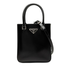 プラダ 三角ロゴプレート ハンドバッグ ショルダーバッグ 2WAY 1BA331 ブラック レザー レディース PRADA 【中古】