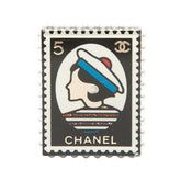 シャネル ココマーク 5 マドモアゼル 切手 モチーフ ブローチ ブラック ホワイト マルチカラー プラスチック メッキ レディース CHANEL 【中古】
