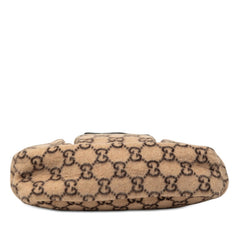 グッチ GGウール ハンドバッグ ミニ トートバッグ 628159 ベージュ ブラック ウール レザー レディース GUCCI 【中古】