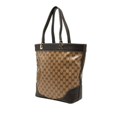 グッチ GGクリスタル トートバッグ ショルダーバッグ 272377 ベージュ ブラウン PVC レザー レディース GUCCI 中古