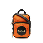 グッチ オフザグリッド 斜め掛け ショルダーバッグ 643882 オレンジ系 ブラック ナイロン レザー レディース GUCCI 中古