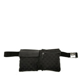 グッチ GGキャンバス ウエストバッグ 28566 ブラック キャンバス レザー レディース GUCCI 中古