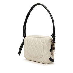 シャネル カンボンライン ココマーク ハンドバッグ ワンショルダー ホワイト ブラック ラムスキン レディース CHANEL 【中古】