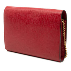 グッチ GGマーモント 斜め掛け チェーンウォレット ショルダーバッグ 401232 レッド レザー レディース GUCCI 中古