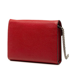 グッチ デュオニュソス チェーン ウォレット ショルダーバッグ 401231 レッド レザー ラインストーン レディース GUCCI 【中古】