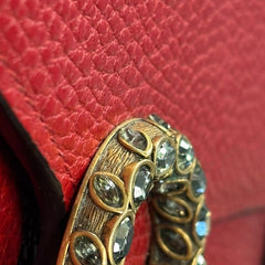 グッチ デュオニュソス チェーン ウォレット ショルダーバッグ 401231 レッド レザー ラインストーン レディース GUCCI 【中古】