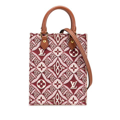 ルイ ヴィトン モノグラム ジャガード プティット サックプラ ハンドバッグ ショルダーバッグ 2WAY M69846 ワインレッド ボルドー キャンバス レザー レディース LOUIS VUITTON 【中古】