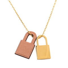 エルメス オーケリーPM チェーン ペンダント ネックレス D刻印 2019 ブラウン ゴールド レザー メッキ レディース HERMES 【中古】