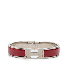エルメス クリックH PM エナメルブレスレット シルバー レッド メタル レディース HERMES 【中古】