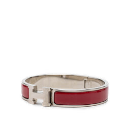 エルメス クリックH PM エナメルブレスレット シルバー レッド メタル レディース HERMES 【中古】