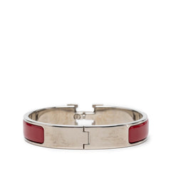 エルメス クリックH PM エナメルブレスレット シルバー レッド メタル レディース HERMES 【中古】