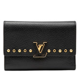 ルイ ヴィトン ポルトフォイユ カプシーヌ コンパクト スタッズ 三つ折り財布 M62765 ブラック レザー レディース LOUIS VUITTON 【中古】
