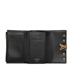 ルイ ヴィトン ポルトフォイユ カプシーヌ コンパクト スタッズ 三つ折り財布 M62765 ブラック レザー レディース LOUIS VUITTON 【中古】