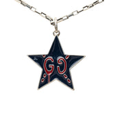 グッチ GG ゴースト スター チェーン ネックレス ペンダント 459367 ブラック シルバー SV925 シルバー レディース GUCCI 中古