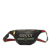 グッチ ロゴプリント シェリーライン ボディバッグ ウエストバッグ 527792 ブラック レザー レディース GUCCI 【中古】