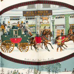 エルメス カレ90 冬の郵便馬車 L'Hiver en Poste スカーフ レッド マルチカラー シルク レディース HERMES 【中古】