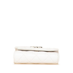 シャネル マトラッセ ココマーク ビジュー 三つ折り財布 AP3604 ホワイト キャビアスキン レディース CHANEL 中古