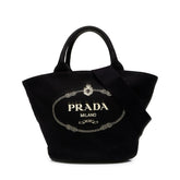 プラダ 三角ロゴプレート カナパ トートバッグ ショルダーバッグ 2WAY 1BG186 ブラック キャンバス レディース PRADA 中古