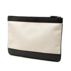 バレンシアガ ネイビークリップM クラッチバッグ セカンドバッグ 420407 ベージュ ブラック キャンバス レザー レディース BALENCIAGA 【中古】