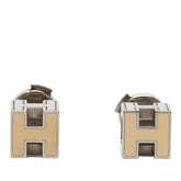 エルメス セリエ カージュ ド アッシュ Hキューブ スタッドピアス シルバー アイボリー メタル レディース HERMES 【中古】