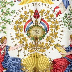エルメス カレ90 République Française Liberté Égalité Fraternité 1789 フランス革命を記念して スカーフ ブルー マルチカラー シルク レディース HERMES 中古