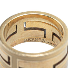 エルメス ムーブアッシュ リング 指輪 #8 ゴールド アイボリー SV925 シルバー レディース HERMES 【中古】