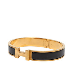 エルメス クリックH PM ブレスレット ゴールド ブラック メッキ レディース HERMES 【中古】