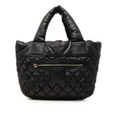 シャネル コココクーン ココマーク ハンドバッグ ブラック ナイロン レザー レディース CHANEL 中古