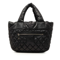 シャネル コココクーン ココマーク ハンドバッグ ブラック ナイロン レザー レディース CHANEL 中古