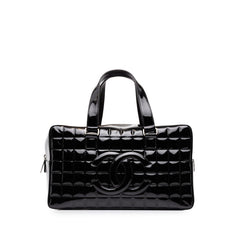 シャネル ココマーク チョコバー ハンドバッグ ミニボストン A19271 ブラック パテントレザー レディース CHANEL 中古