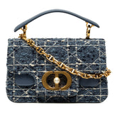 ディオール カナージュ ジョリー ミニ トップハンドル ハンドバッグ ショルダーバッグ 2WAY ブルー ツイード レザー レディース Dior 【中古】