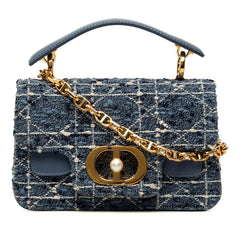 ディオール カナージュ ジョリー ミニ トップハンドル ハンドバッグ ショルダーバッグ 2WAY ブルー ツイード レザー レディース Dior 【中古】