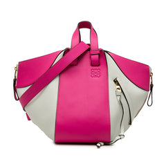 ロエベ アナグラム ハンモック スモール ショルダーバッグ 2WAY ハンドバッグ ピンク ホワイト レザー レディース LOEWE 【中古】