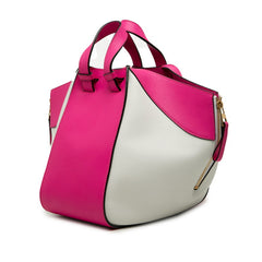 ロエベ アナグラム ハンモック スモール ショルダーバッグ 2WAY ハンドバッグ ピンク ホワイト レザー レディース LOEWE 【中古】