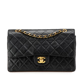シャネル マトラッセ25 ココマーク ダブルフラップ ショルダーバッグ ブラック ラムスキン レディース CHANEL 【中古】