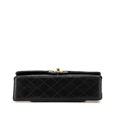 シャネル マトラッセ25 ココマーク ダブルフラップ ショルダーバッグ ブラック ラムスキン レディース CHANEL 【中古】